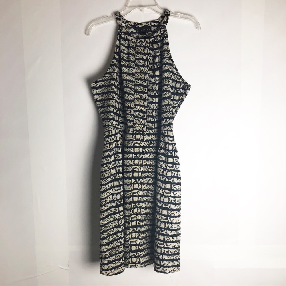 Snake Print Sleeveless Dress with Gold Studs L